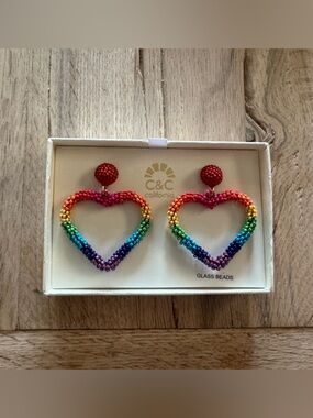 C&C California - Rainbow Heart Beaded Earrings